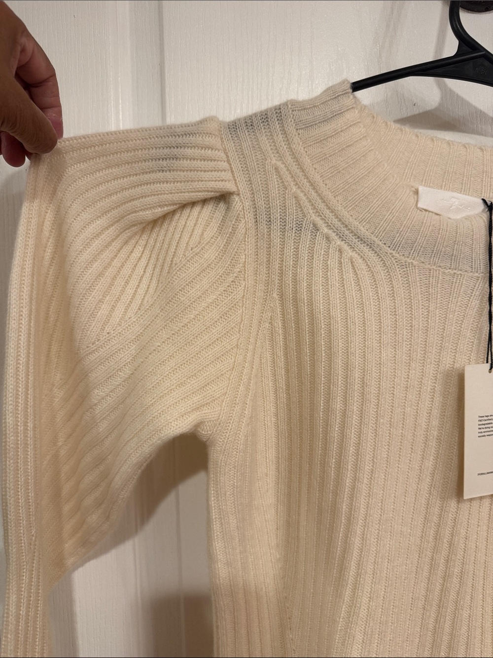 Women’s Cream Rib-Knit Sweater - Picture 2 of 2